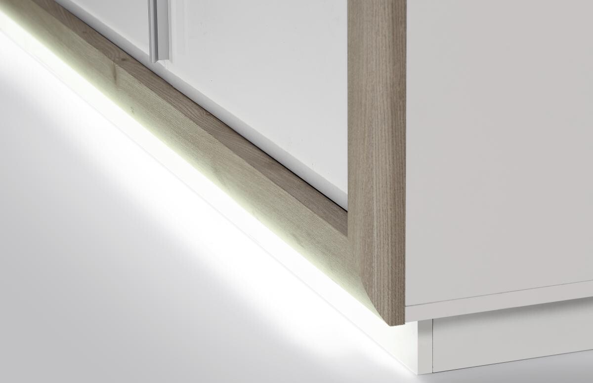 TV-Lowboard weiß weiß Hochglanz Eiche Nelson Nachbildung B/H/T: ca. 192,7x56,2x53 cm