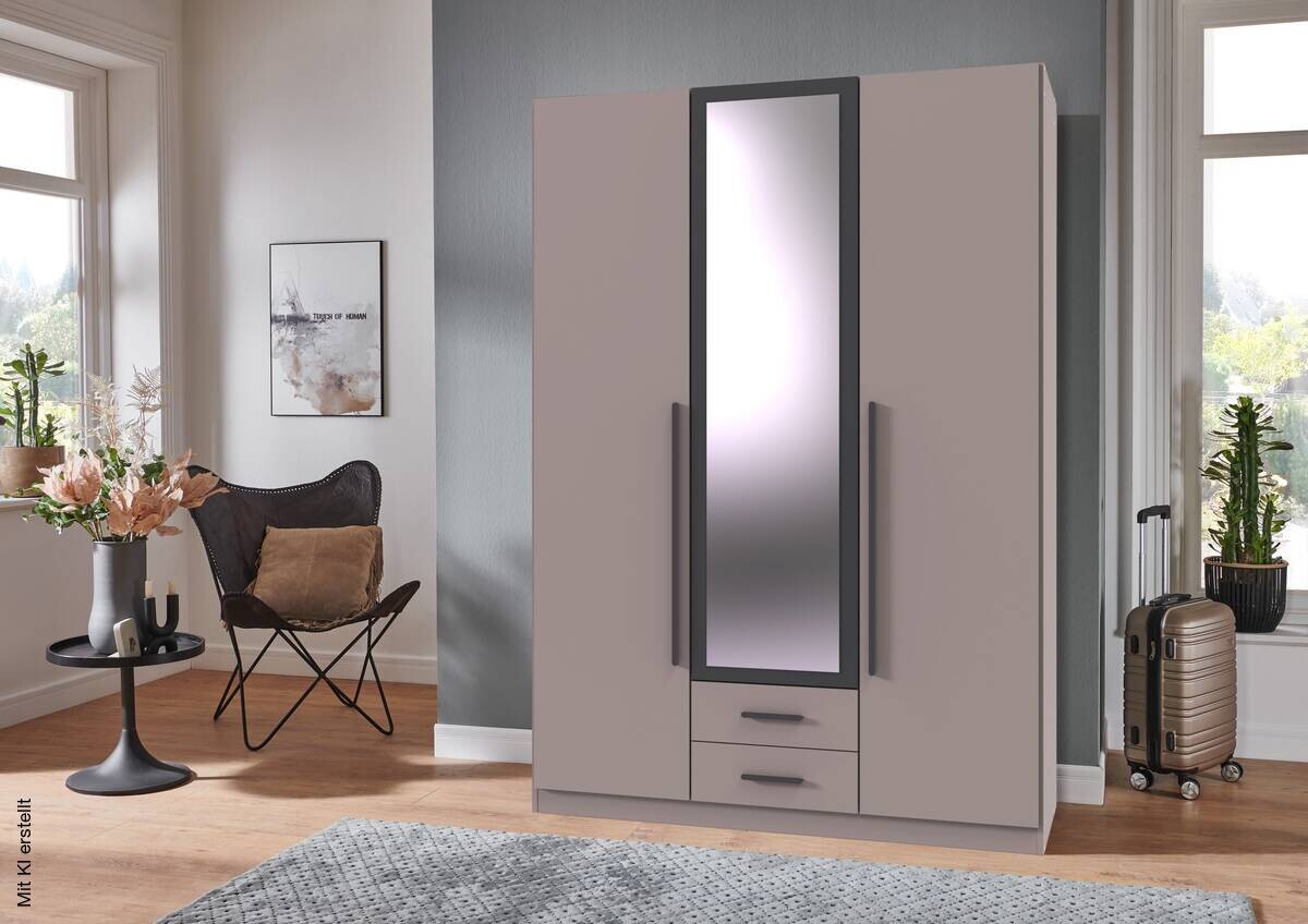 Kleiderschrank Marburg Sahara grau B/H/T: ca. 135x198x58 cm