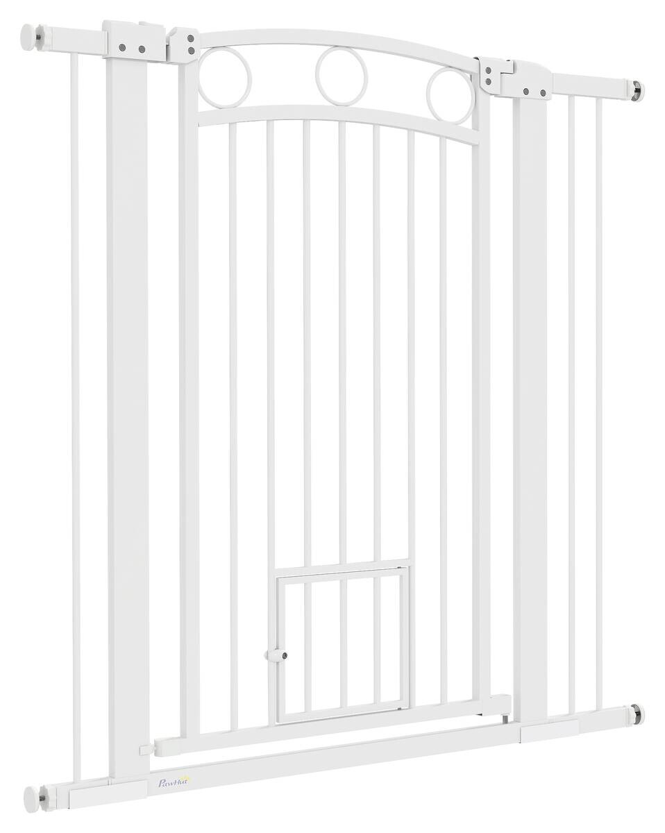 PawHut Türschutzgitter weiß Stahl B/H/L: ca. 5x106x104 cm