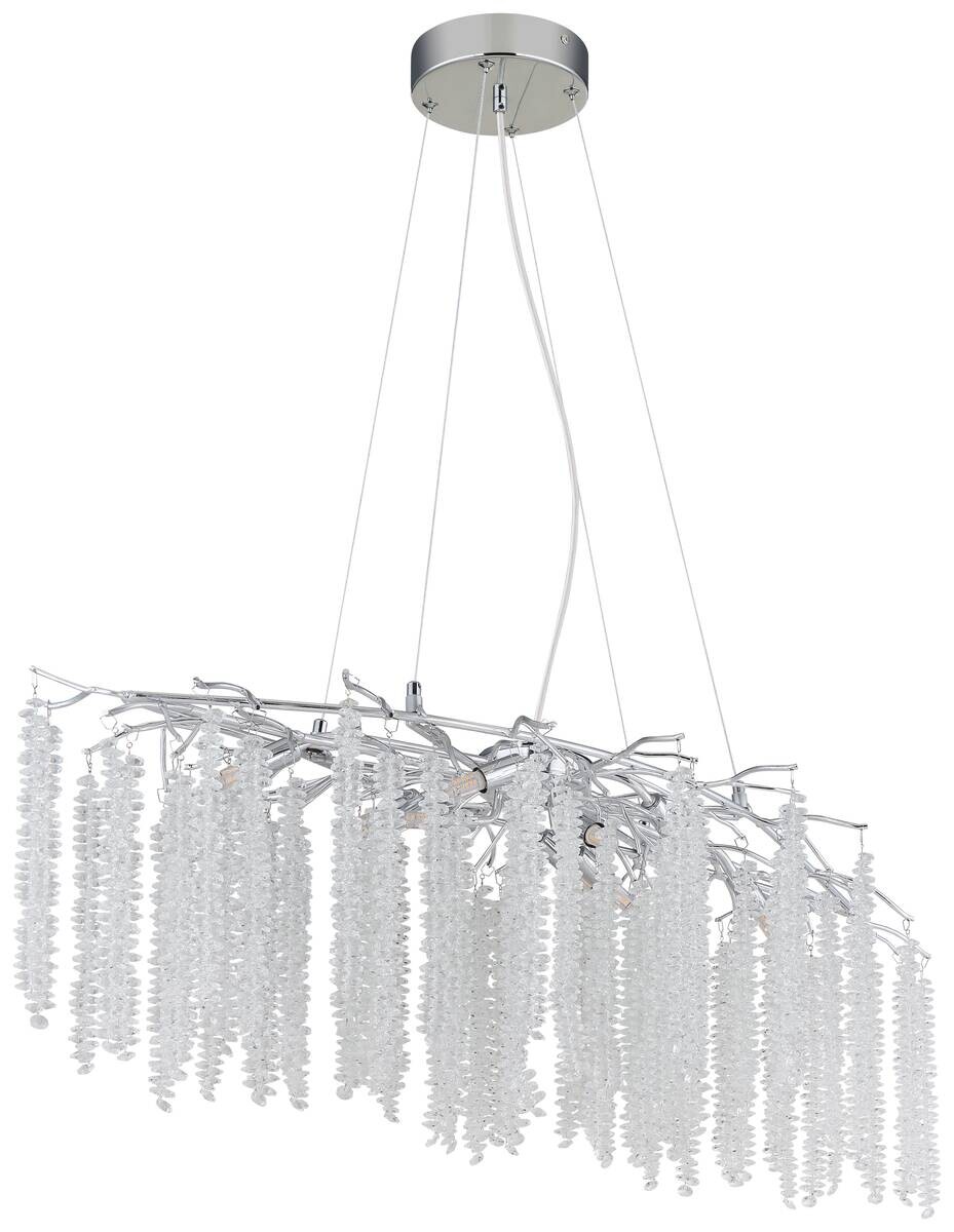GLOBO Luster klar Chrom Kunststoff Metall B/H/L: ca. 50x25,5x110 cm G9 9 Brennstellen