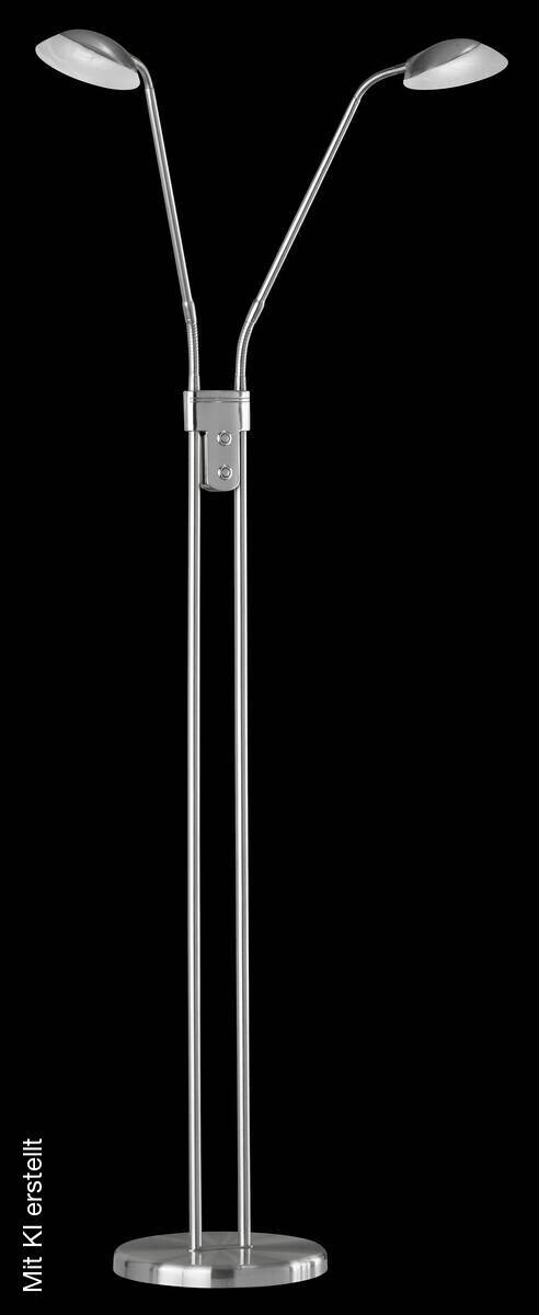 Fischer & Honsel Stehlampe 40074 nickel matt weiß Glas Metall H/D: ca. 160x26 cm 2 Brennstellen