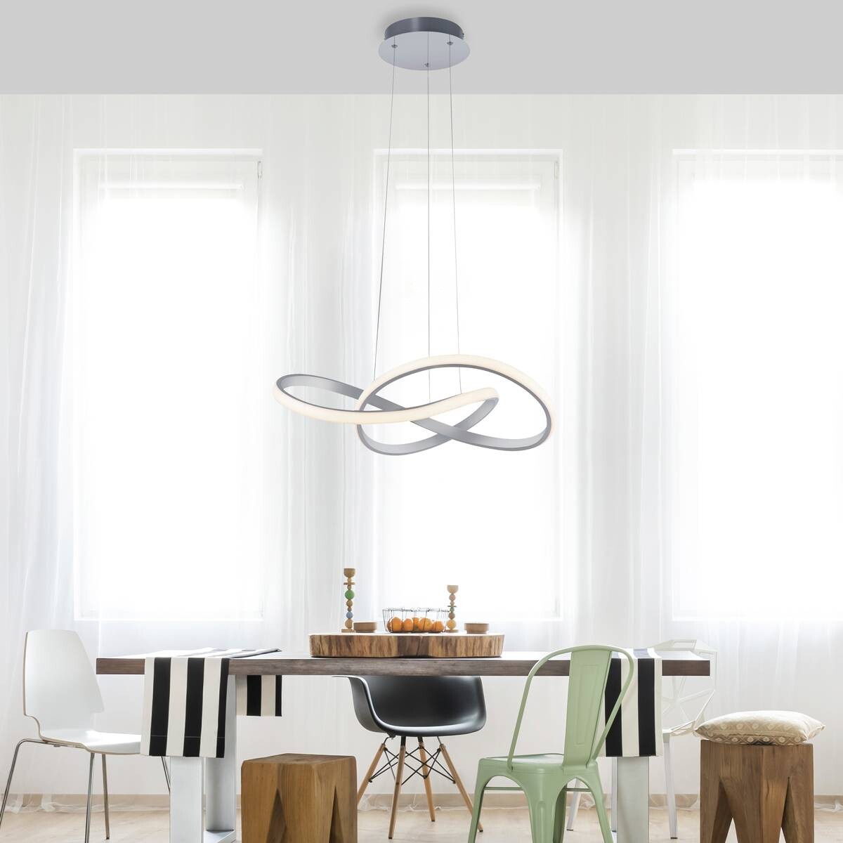 Just Light LED-Pendelleuchte MARIA 15402-95 Alu Aluminium Gummi H/D: ca. 120x57 cm 1 Brennstellen