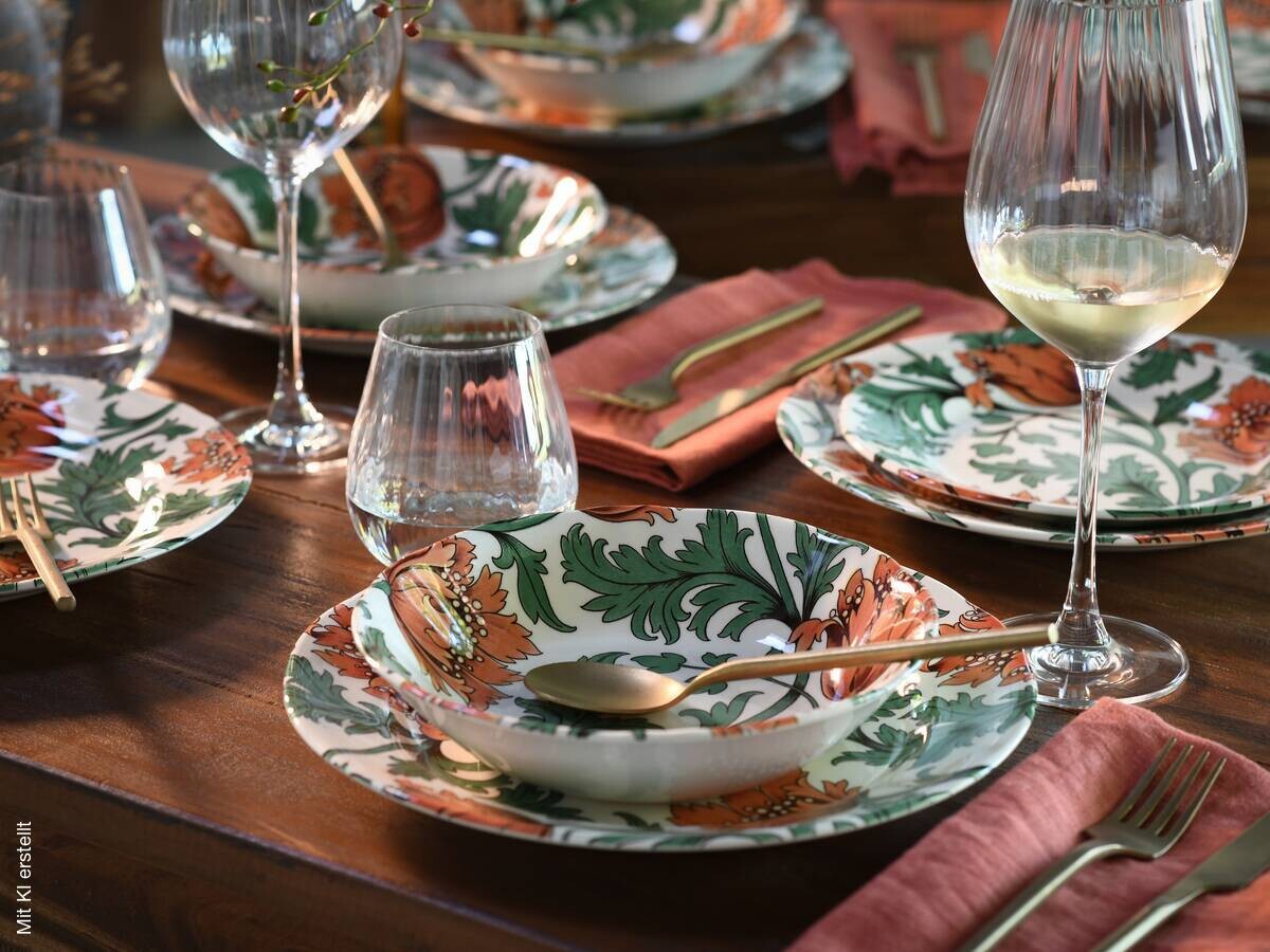 CreaTable Kombiservice Florentina grün Steingut 12 tlg.