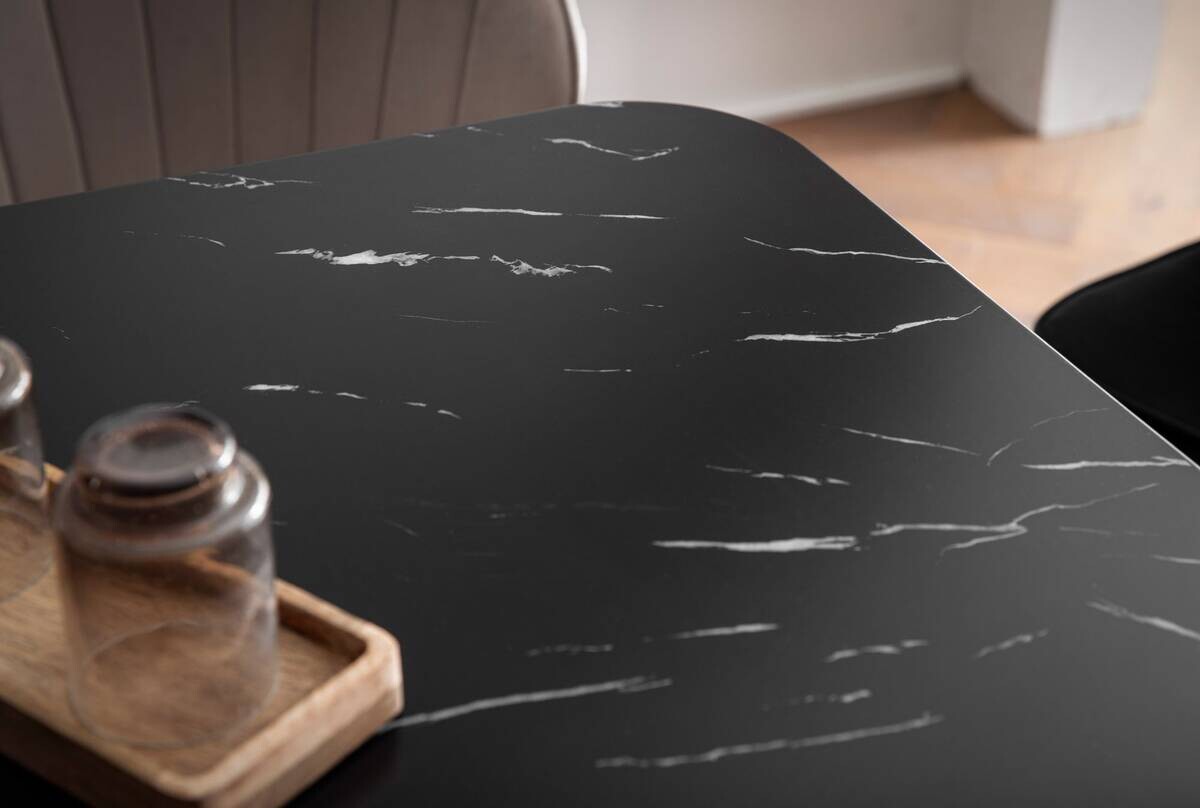 Esstisch schwarz Marmor Optik B/H/T: ca. 200x76x90 cm