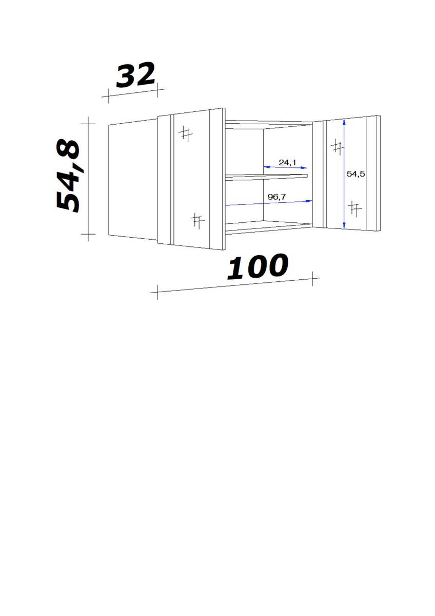 Flex-Well Glashängeschrank Wito weiß B/H/T: ca. 100x54,8x32 cm