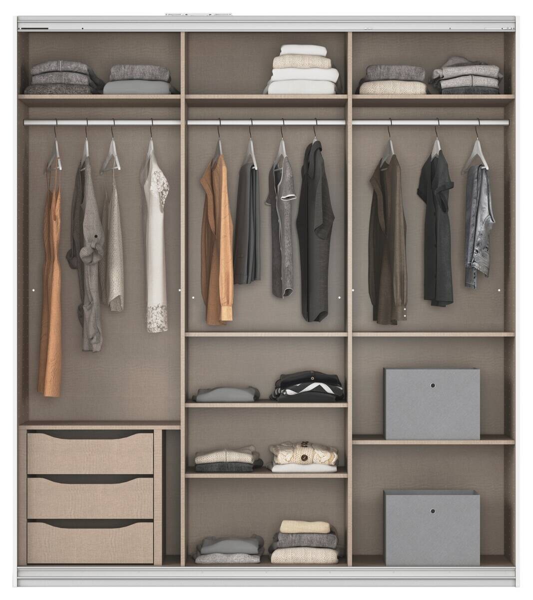 Kleiderschrank Kulmbach grau B/H/T: ca. 203x229x62 cm