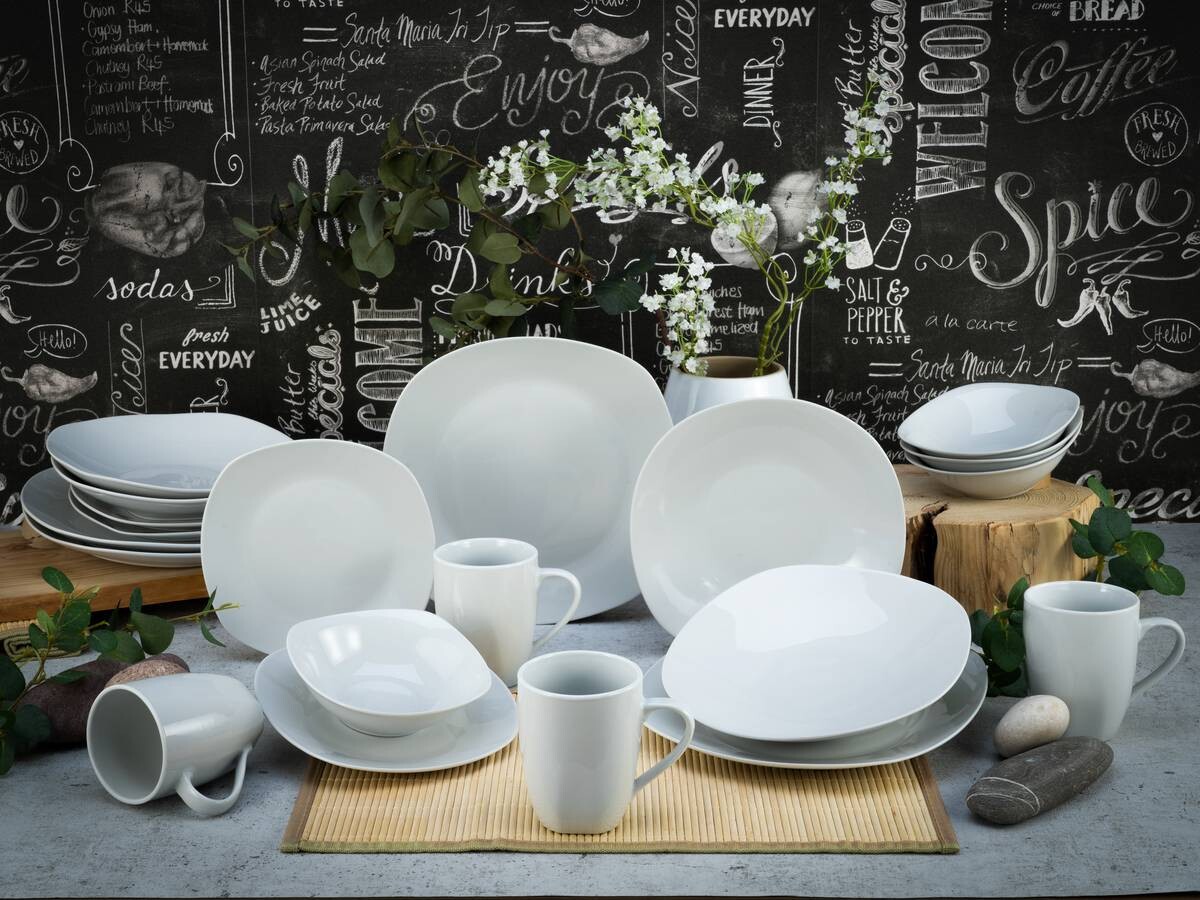 CreaTable Kombiservice Square weiß Porzellan 20 tlg