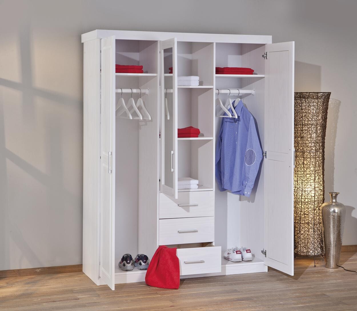 Kleiderschrank Geraldo weiß B/H/T: ca. 140x190x55 cm