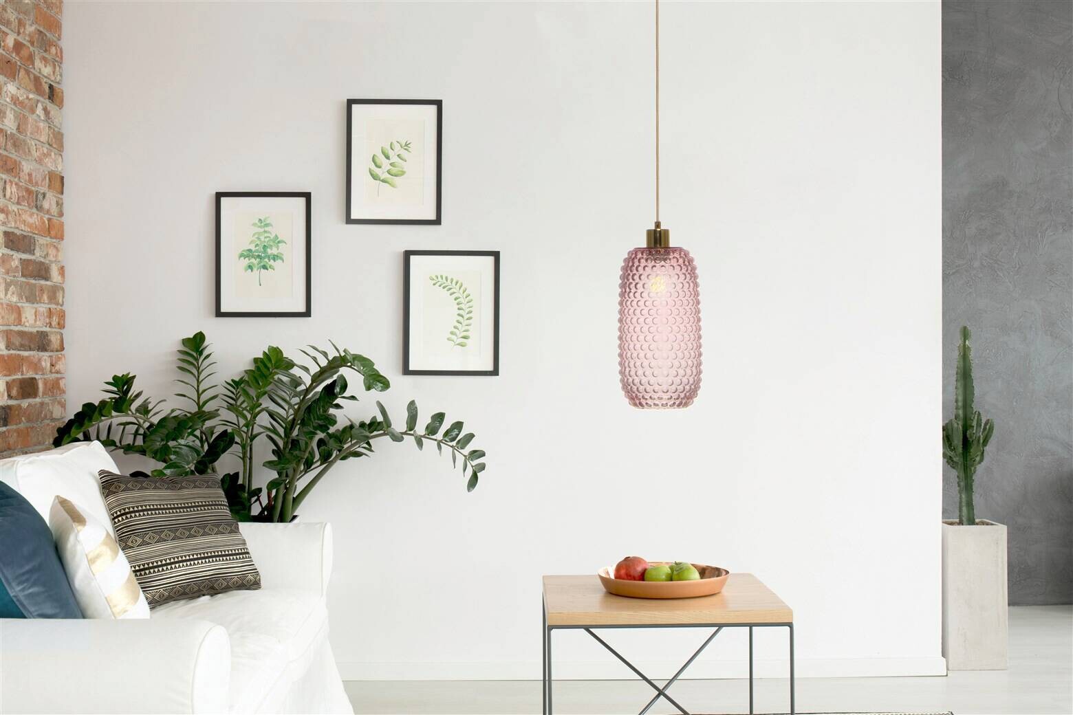 Kayoom Pendelleuchte rosa Glas B/H/L: ca. 15x34x15 cm E27 1 Brennstellen
