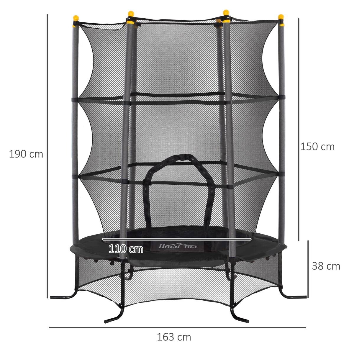 HOMCOM Kindertrampolin schwarz B/H/L: ca. 163x190x163 cm