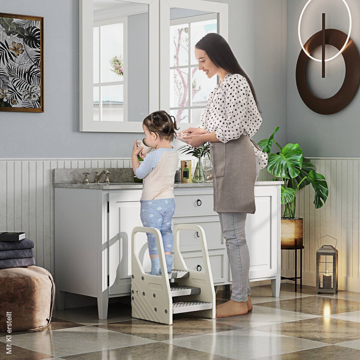AIYAPLAY Kinder Tritthocker grau B/H/L: ca. 42x65,5x43 cm