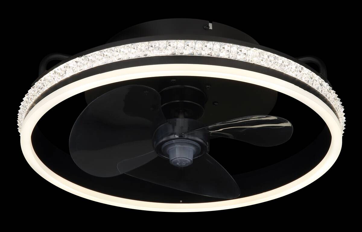 GLOBO Deckenventilator Cataleya transparent schwarz H/D: ca. 14,5x40 cm max. 29 W