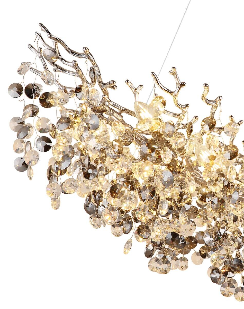 GLOBO Pendelleuchte Eleonore Chrom Metall Acryl B/L: ca. 160x100 cm E14 10 Brennstellen