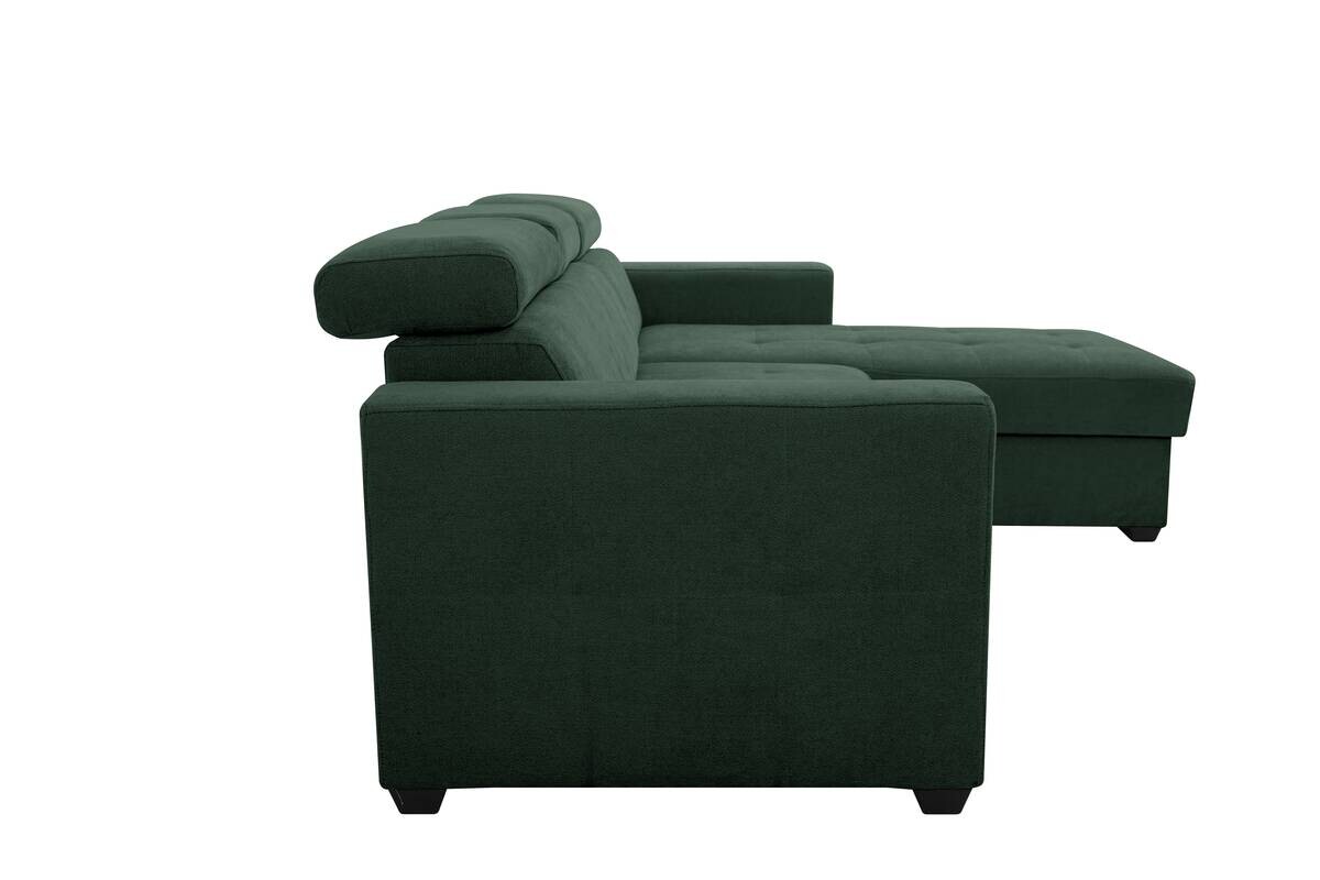 Ecksofa mit Bettfunktion und Bettkasten grün Microfaser B/T: ca. 238x170 cm