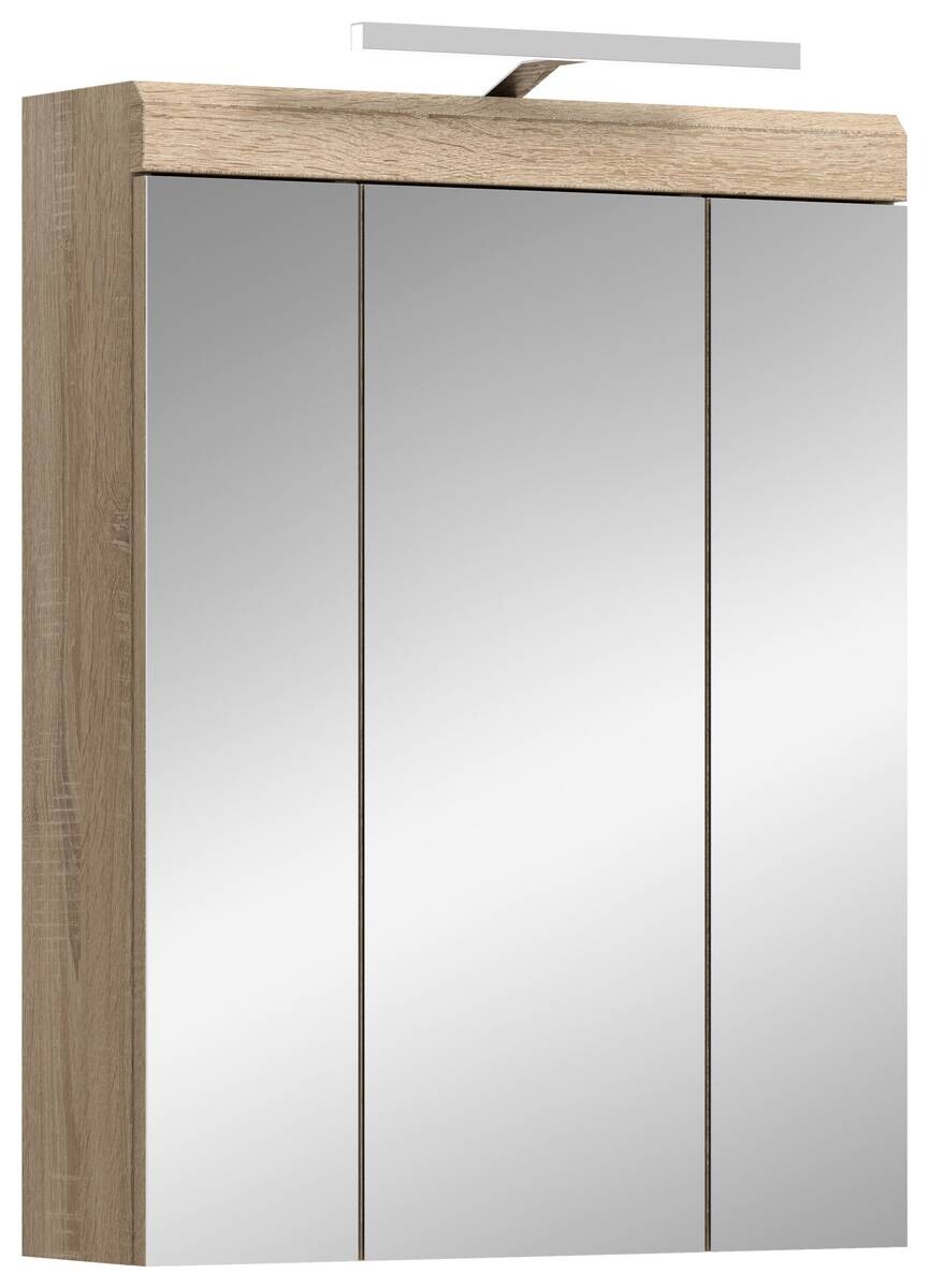 Spiegelschrank Lambada Eiche Sonoma Nachbildung weiß Hochglanz B/H/T: ca. 60x79x37 cm