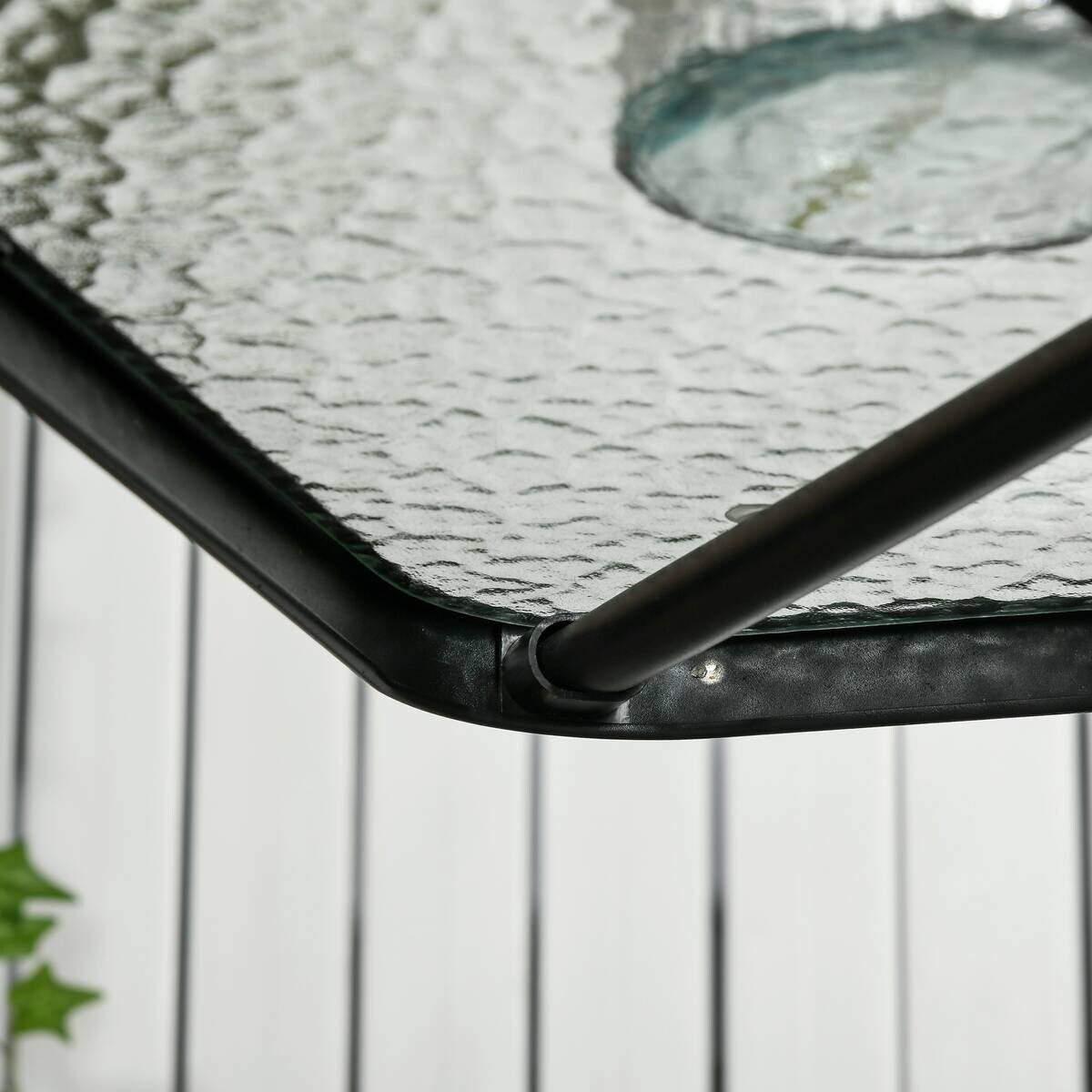 Outsunny Gartentisch schwarz Glas B/H/L: ca. 76x72x76 cm