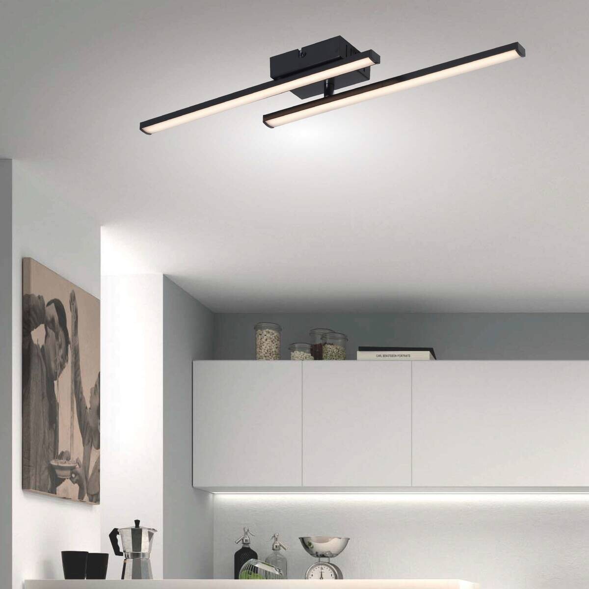 POCOline LED-Deckenleuchte Cleo II schwarz Kunststoff B/H/L: ca. 7x5,6x50 cm