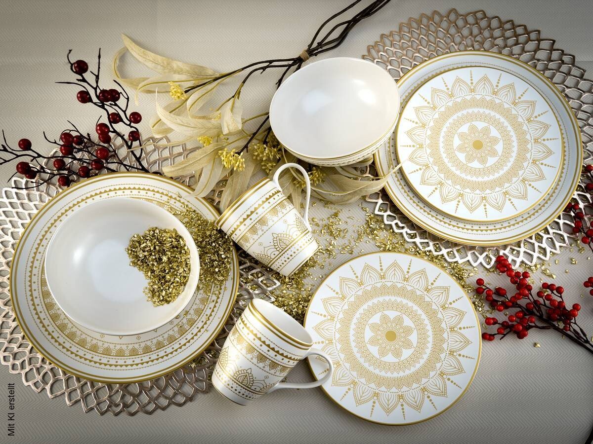 CreaTable Kombiservice Mandala weiß Keramik