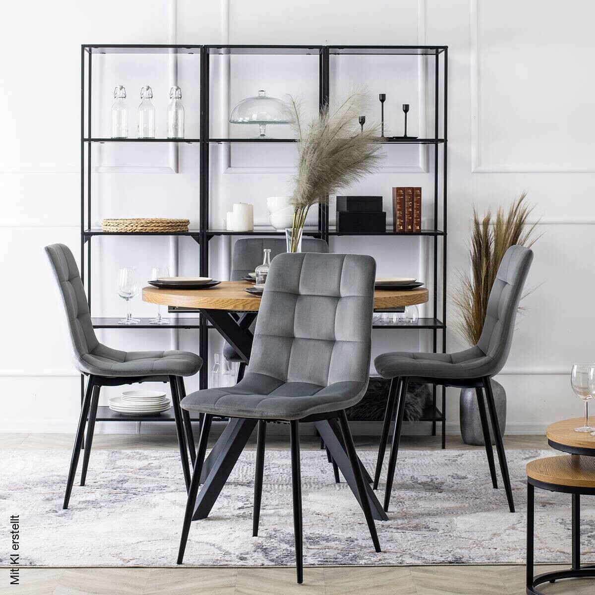 Stuhl PERU grau Velourstoff B/H/T: ca. 42x90,5x52 cm