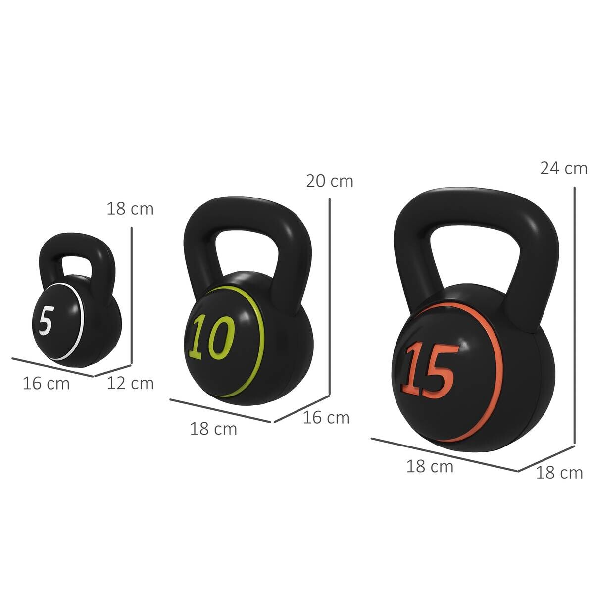 SPORTNOW Kettlebell schwarz Kunststoff B/H/L: ca. 18x24x18 cm