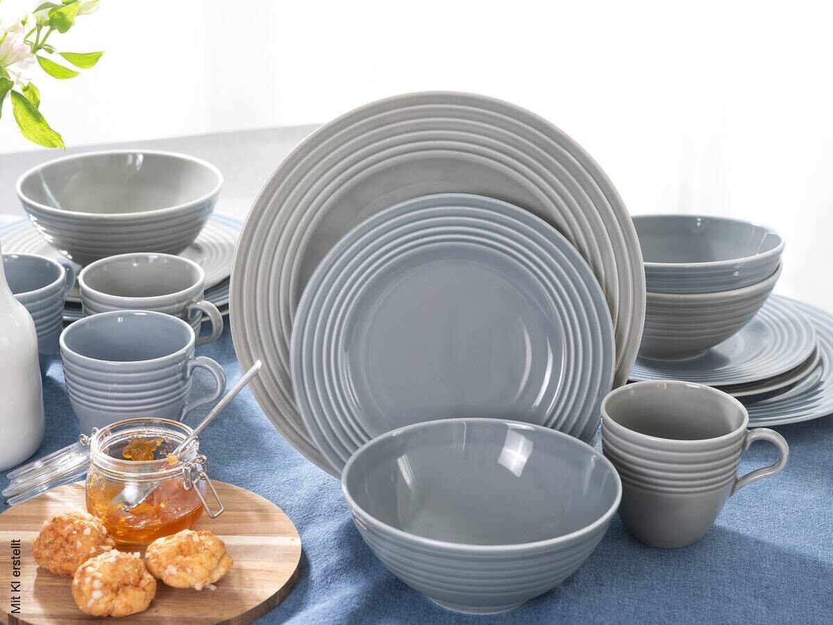 CreaTable Kombiservice Stripes stein Porzellan 16 tlg.