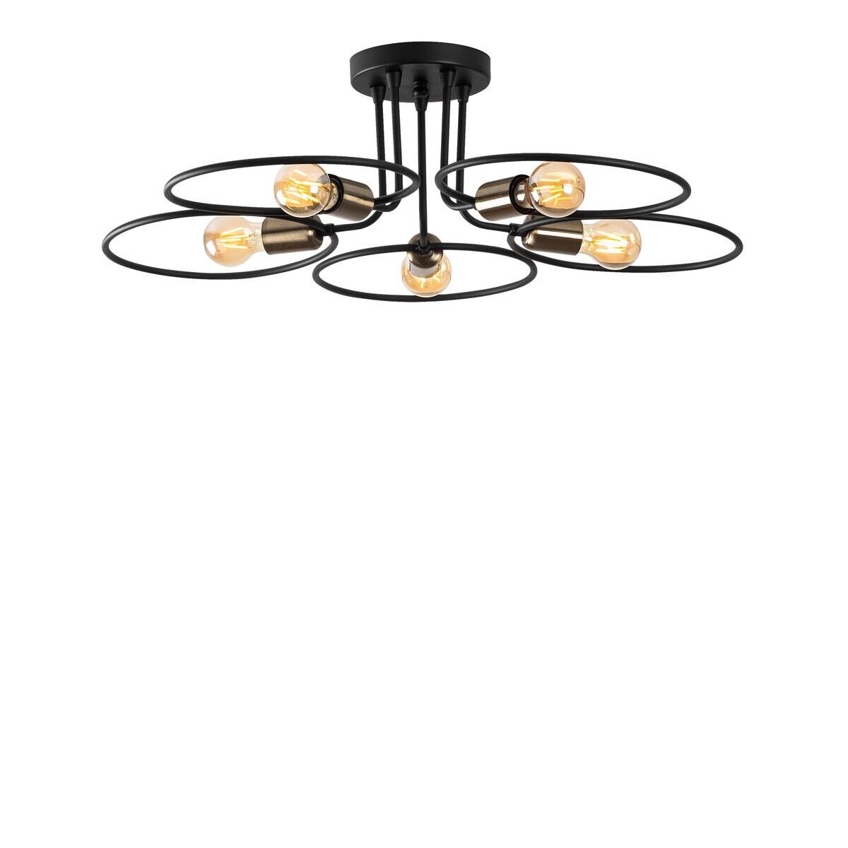 Opviq Deckenleuchte Circle-1346 schwarz Eisen B/H/T/L/D: ca. 73x22x73x73x73 cm E27 5 Brennstellen