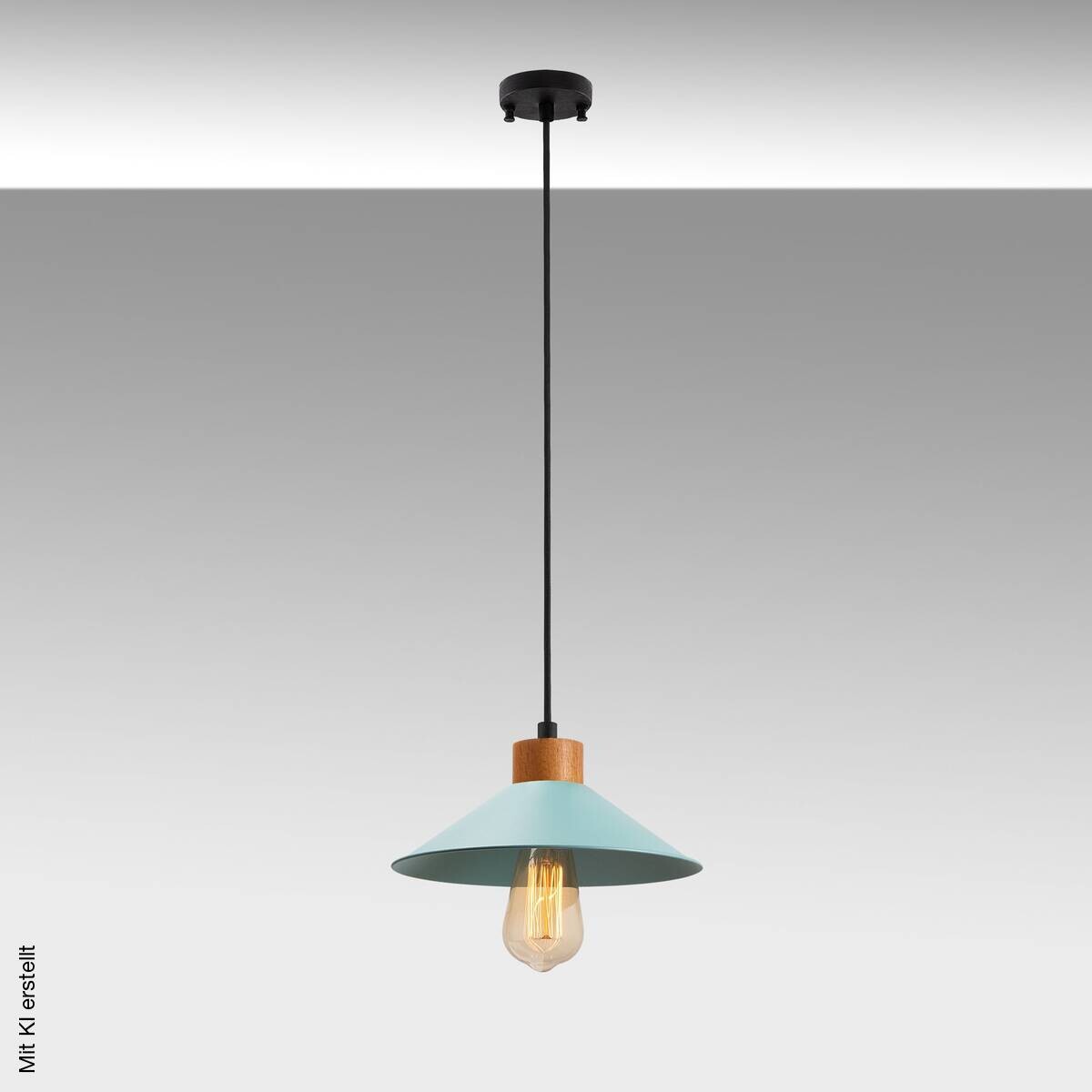 Opviq Pendelleuchte blau Holz B/H/T/L: ca. 103x103x24x103 cm E27 1 Brennstellen
