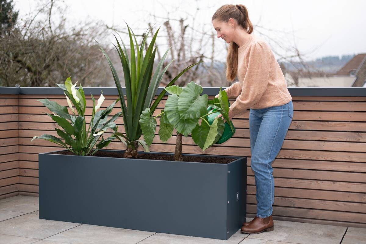 Herstera Garden Pflanzkasten anthrazit Stahl B/H/T: ca. 150x50x50 cm