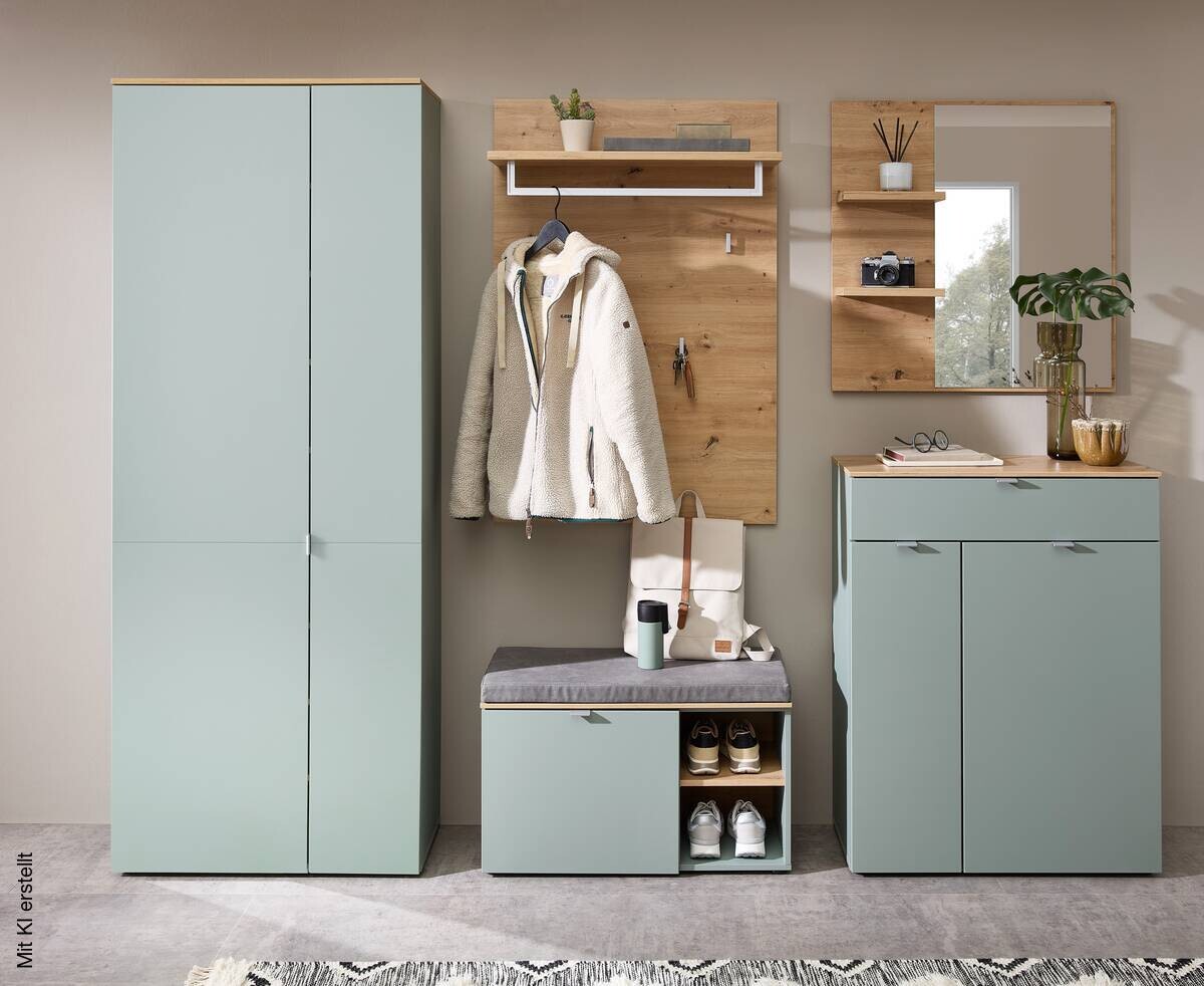 Garderobenschrank Bari salbei Eiche Artisan Nachbildung B/H/T: ca. 78x202x38 cm