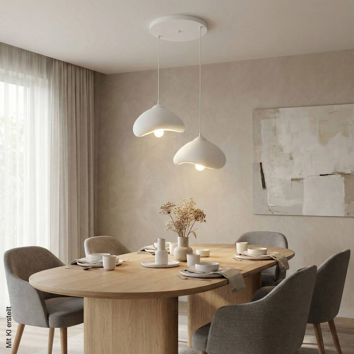 Opviq Pendelleuchte weiß B/H/T: ca. 45x104x45 cm E27 2 Brennstellen