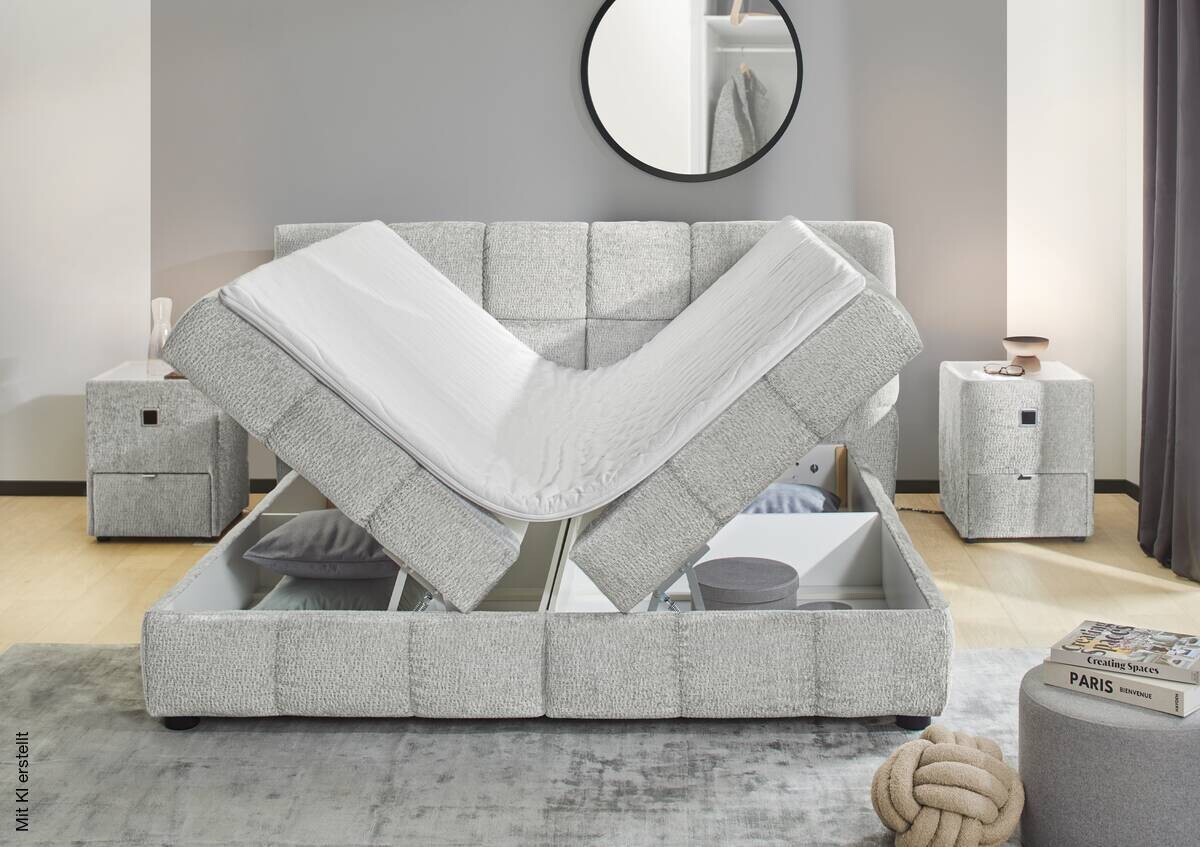 Boxbett hellgrau Liegefläche B/L: ca. 180x200 cm