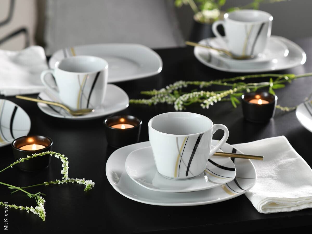 CreaTable Kombiservice Square City Line weiß Porzellan 30 tlg.
