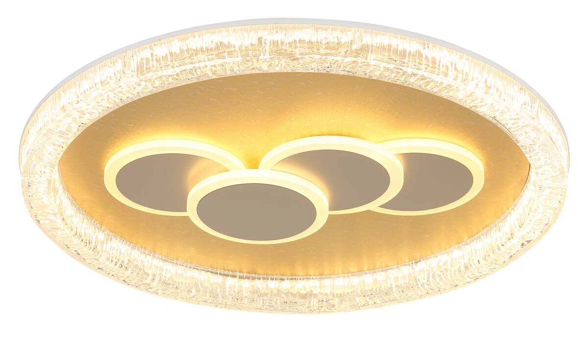GLOBO LED-Deckenleuchte klar weiß gold Kunststoff Metall H/D: ca. 7x49,5 cm 1 Brennstellen