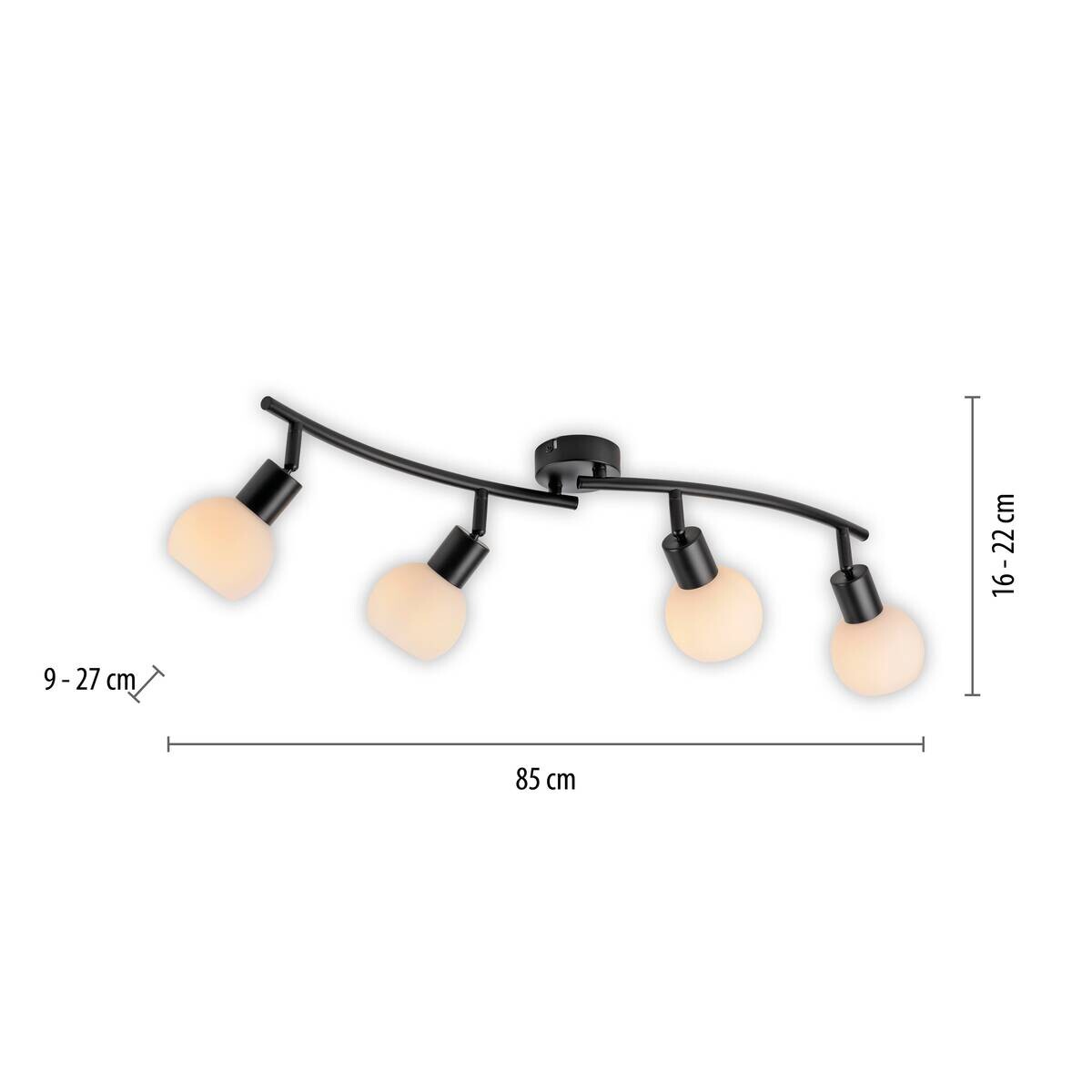 Just Light Spot 4flg. schwarz B/H/L: ca. 27x22x85 cm E14 4 Brennstellen