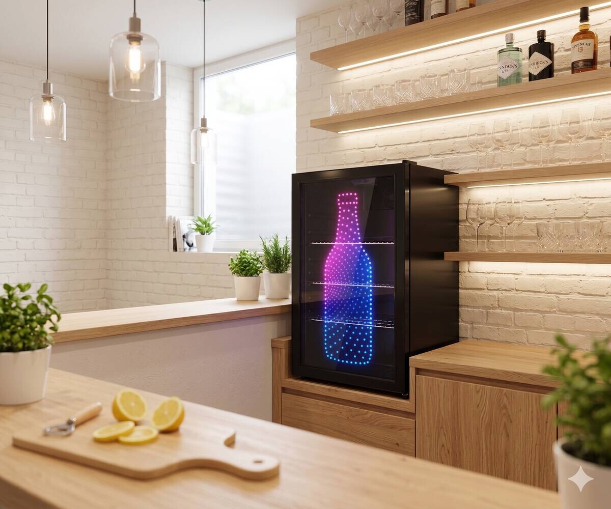 PKM Glastürkühlschrank GKS83FC2 schwarz B/H/L: ca. 44,5x83x47 cm