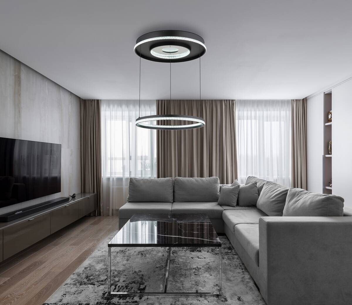 GLOBO Pendelleuchte mattschwarz klar Metall Aluminium H/D: ca. 120x60 cm 1.0 Brennstellen