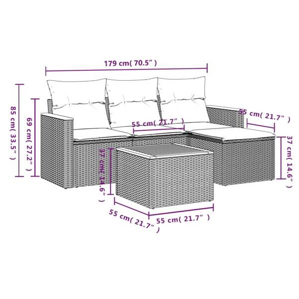 vidaXL Gartensitzgruppe schwarz Akazie B/H/L: ca. 55x37x55 cm