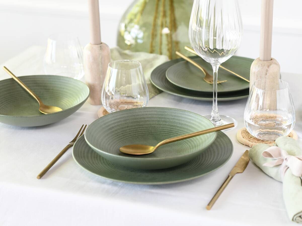 CreaTable Tafelservice Catania Eukalyptus grün Steinzeug 12 tlg.