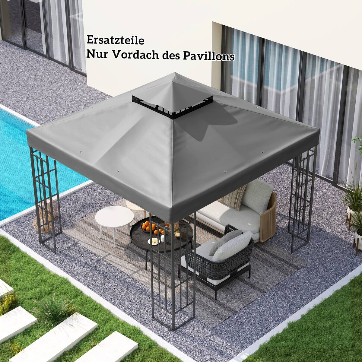 Outsunny Pavillon Ersatzdach dunkelgrau Metall B/H/L: ca. 300x1x300 cm