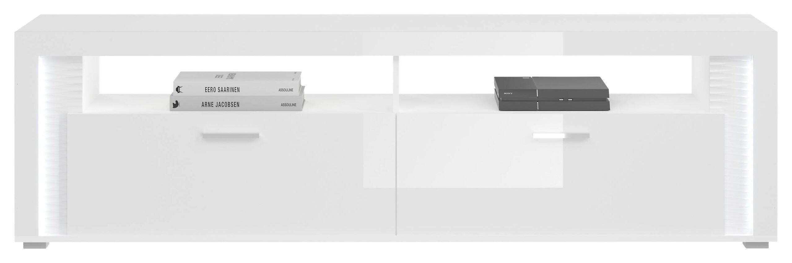 TV-Lowboard Skylight weiß weiß Hochglanz B/H/T: ca. 201x58x46 cm