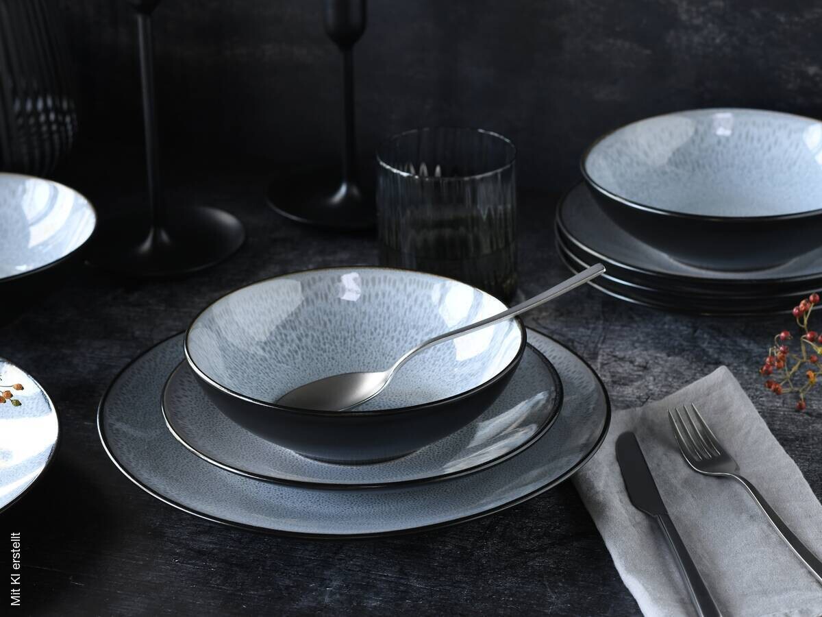 CreaTable Tafelservice Malmö grau Steinzeug 18 tlg.