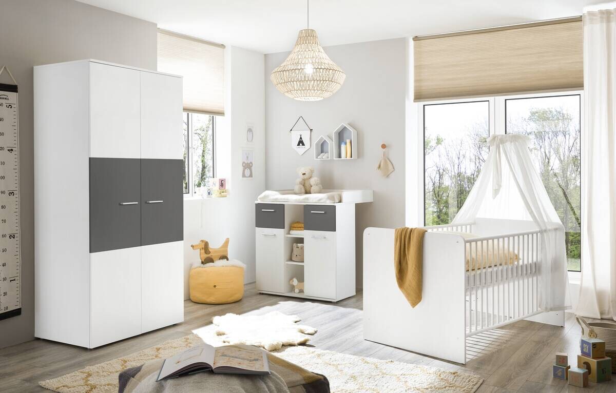 Wickelkommode Alex weiß Graphit B/H/T: ca. 89x101x78 cm