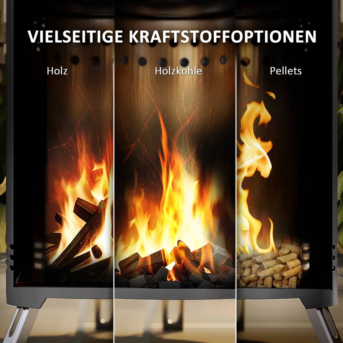 Outsunny Feuerschale grau Edelstahl B/H/L: ca. 16x25x16 cm