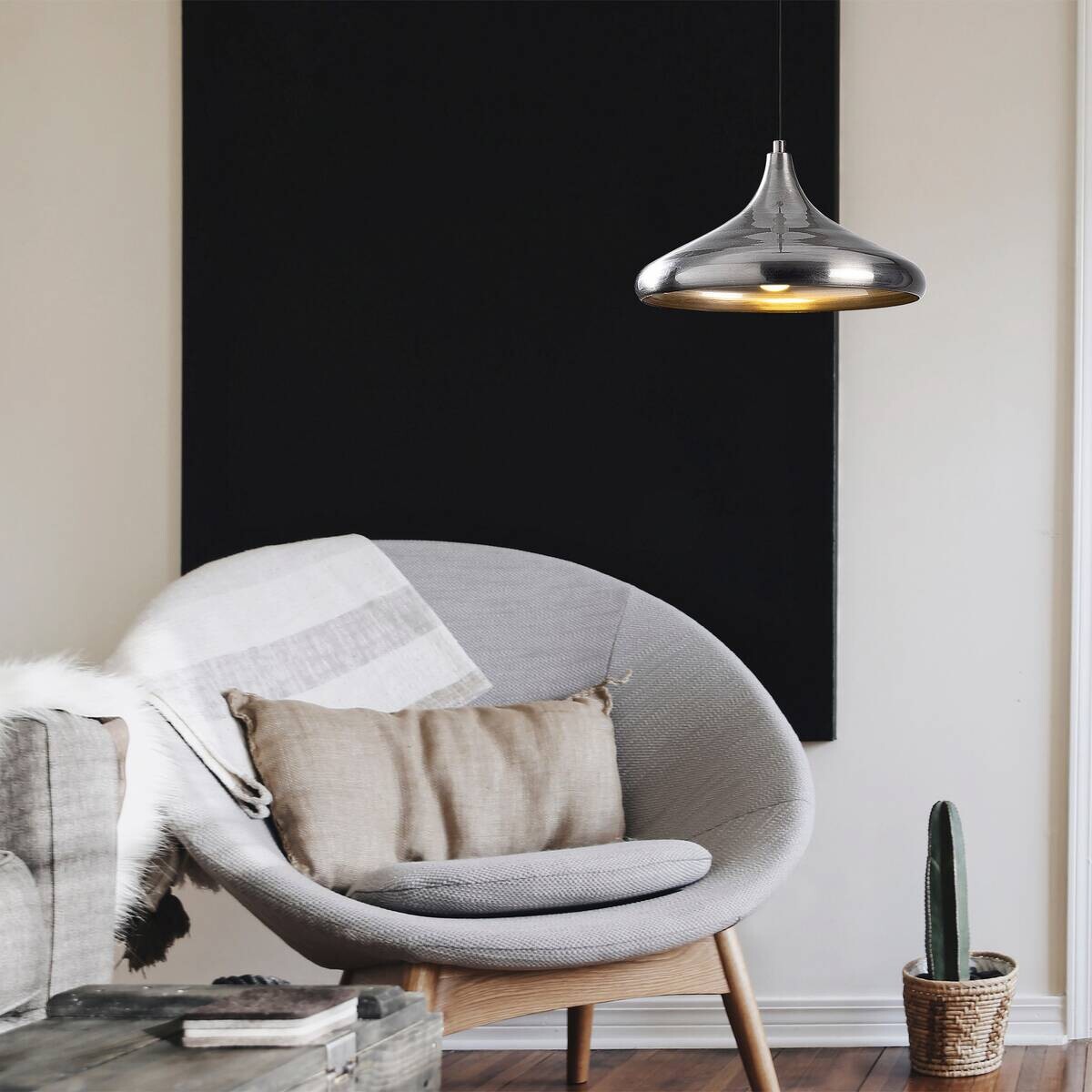 Opviq Pendelleuchte Berceste silber Metall B/H/T/L/D: ca. 35x116x35x35x35 cm E27 1 Brennstellen