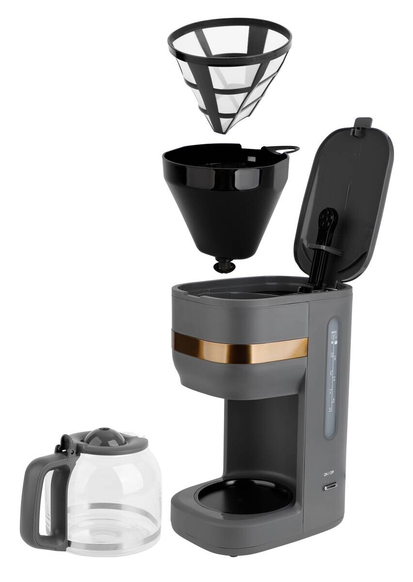 Emerio Kaffeeautomat CME-131348.1 grau Glas Kunststoff Metall B/H/L: ca. 20x35x27 cm