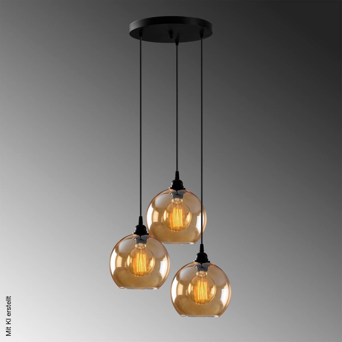 Opviq Pendelleuchte gold schwarz Glas B/H/T/L/D: ca. 44x116x44x44x44 cm E27 3 Brennstellen