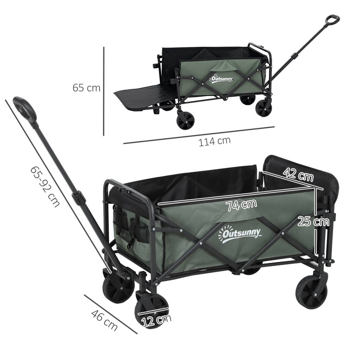 Outsunny Gartenwagen grün Polyester B/H/L: ca. 46x92x114 cm