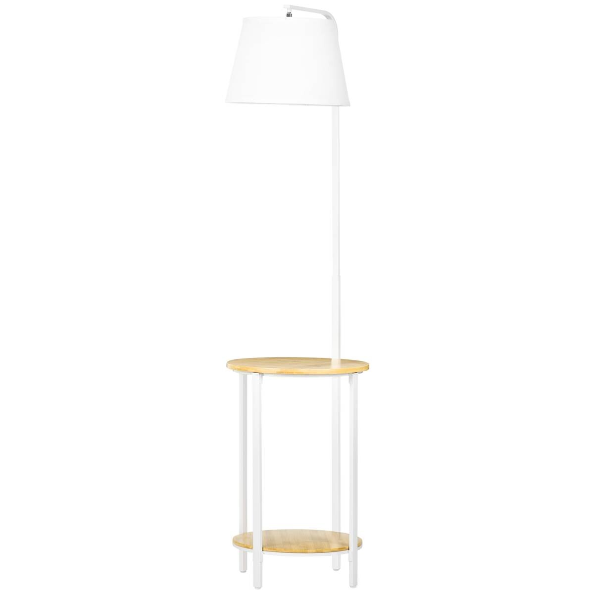 HOMCOM Stehlampe cremeweiß Stahl Polyester Bambus B/H/T: ca. 39,5x162x43 cm