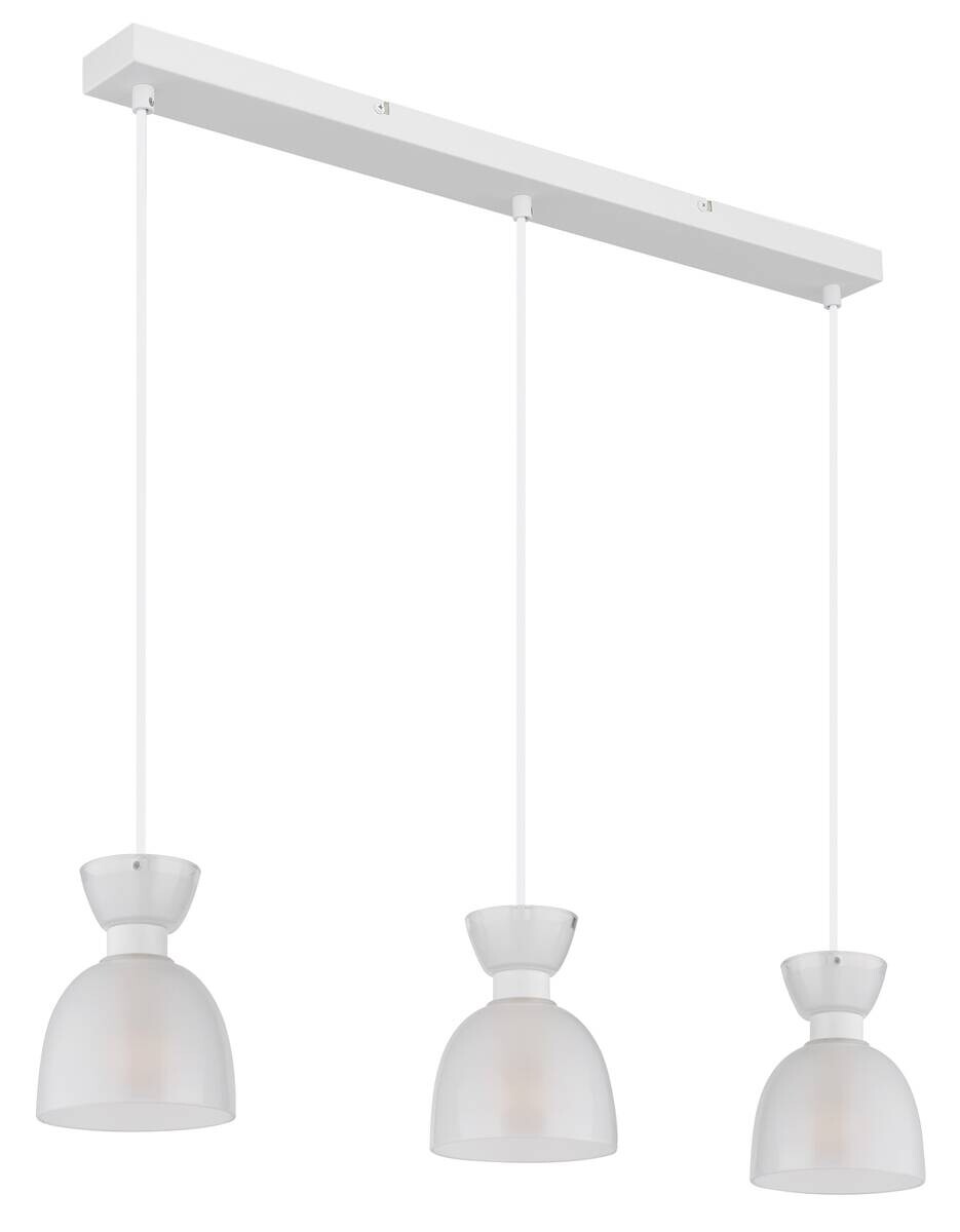 GLOBO Pendelleuchte Opal weiß Metall Glas B/H: ca. 65x120 cm E14 3 Brennstellen