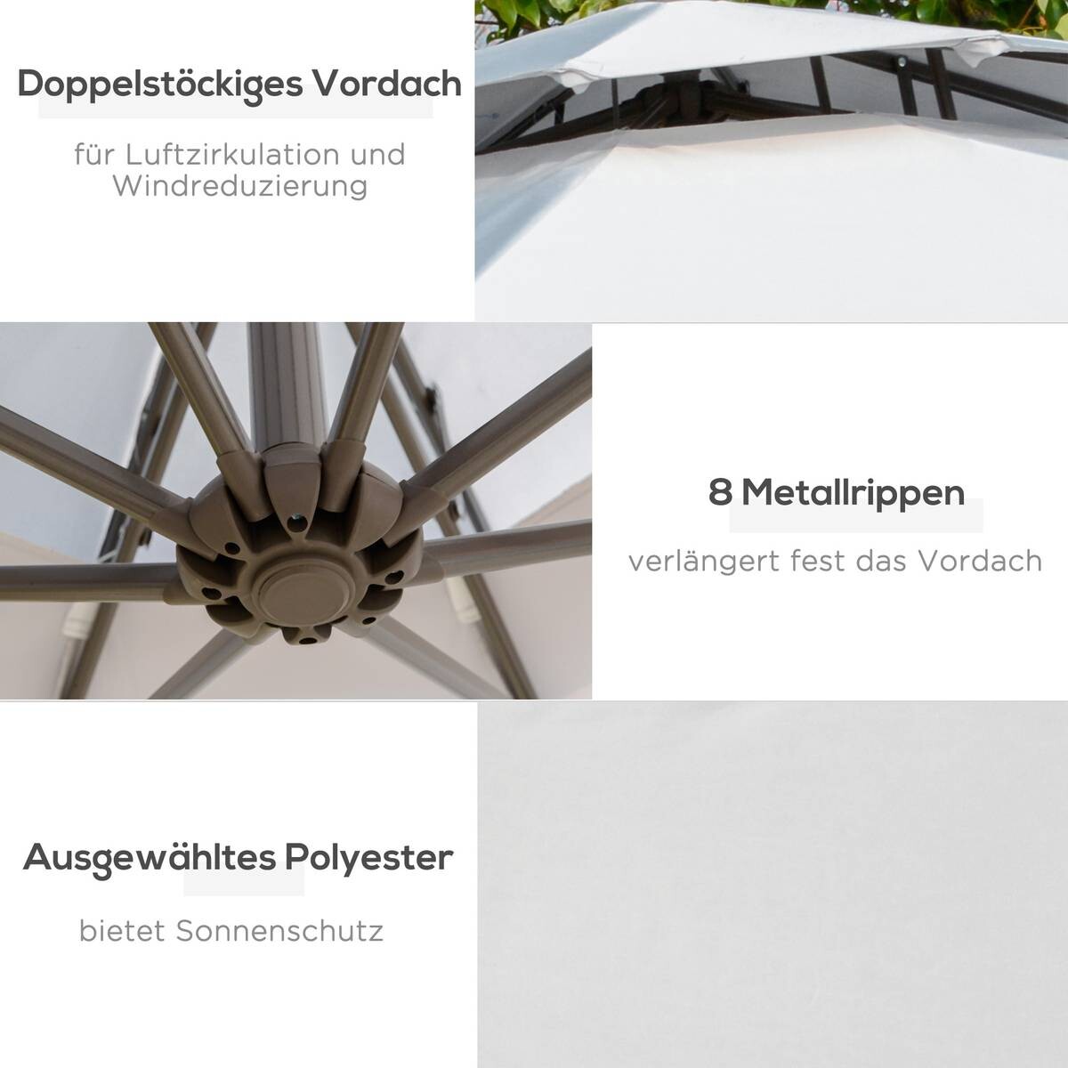 Outsunny Sonnenschirm hellgrau Polyester H/D: ca. 245x267 cm